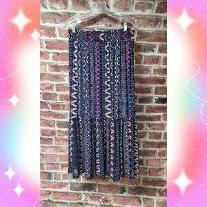 Women's KNOX ROSE Geometric Aztec Tiered Skirt Medium